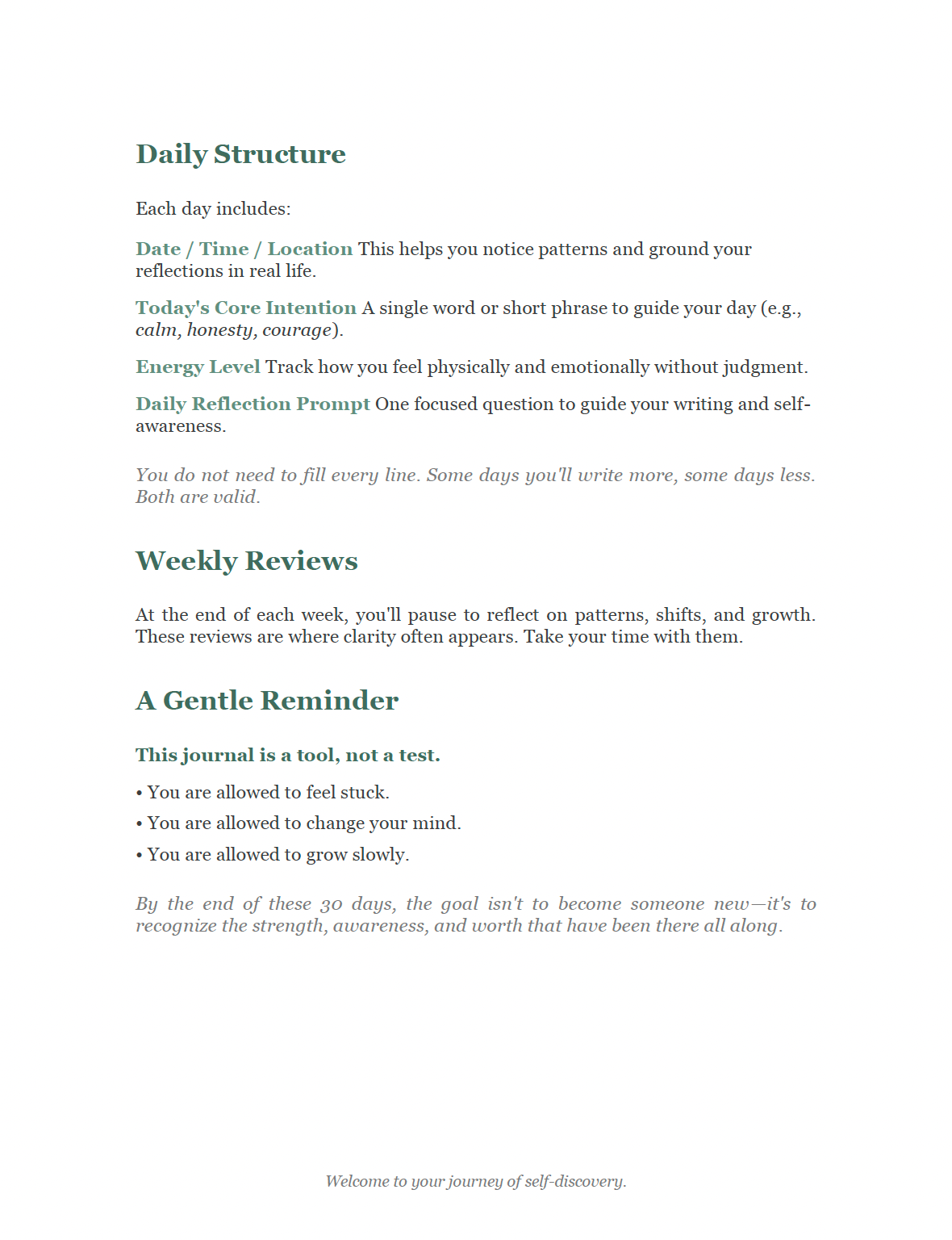 30 Days to Becoming Enough - Guided Journal