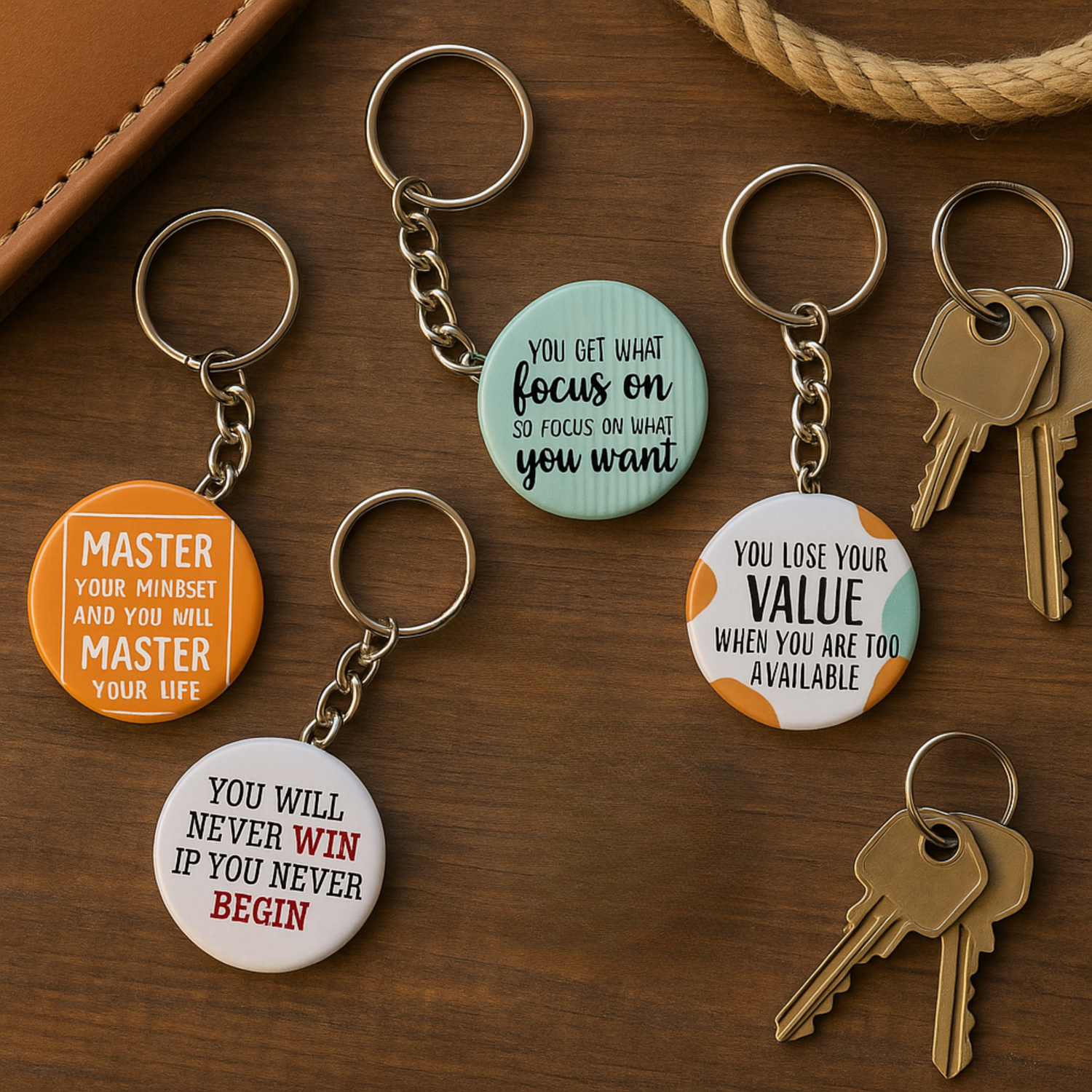 Collection of Keychains on a table