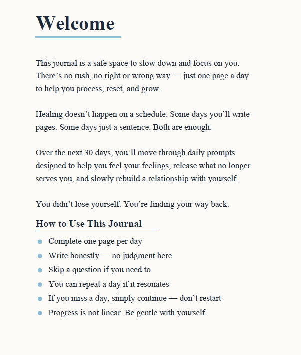 You’re Not Broken | 30-Day Guided Heartbreak Recovery Journal & Self-Discovery Digital Workbook
