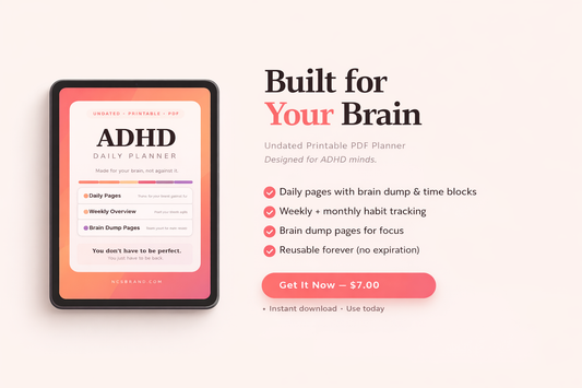 ADHD Daily Planner Printable PDF | Undated Planner for Focus & Productivity